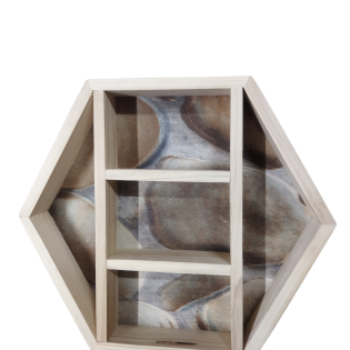 wooden hexagonal compartment tray